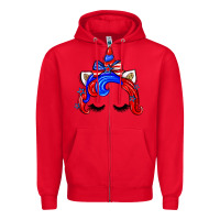 Red 4th of july unicorn Zipper Hoodie - Zillion Design Studio