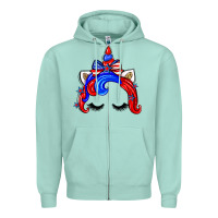 Seafoam 4th of july unicorn Zipper Hoodie - Zillion Design Studio