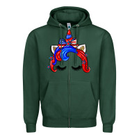 Sports Green 4th of july unicorn Zipper Hoodie - Zillion Design Studio