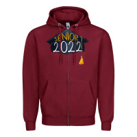 Burgundy senior 2022 graduation cap Zipper Hoodie - RanaPortraitStore
