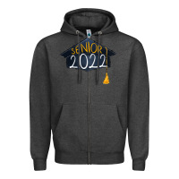 Charcoal Heather senior 2022 graduation cap Zipper Hoodie - RanaPortraitStore