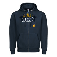 Navy senior 2022 graduation cap Zipper Hoodie - RanaPortraitStore