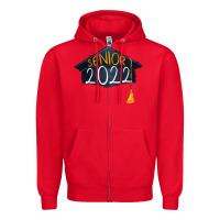 Red senior 2022 graduation cap Zipper Hoodie - RanaPortraitStore