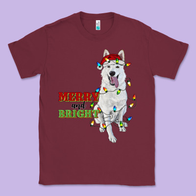 Merry And Bright White Shepherd Classic Tee Designed By Ranaportraitstore