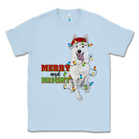 Dusty Blue merry and bright white shepherd Classic Tee - RanaPortraitStore