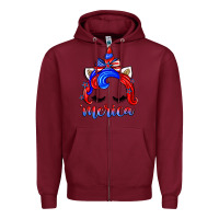 Burgundy 4th of july 'merica unicorn Zipper Hoodie - Zillion Design Studio