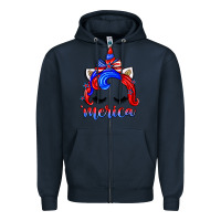 Navy 4th of july 'merica unicorn Zipper Hoodie - Zillion Design Studio