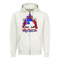 Oatmeal Heather 4th of july 'merica unicorn Zipper Hoodie - Zillion Design Studio