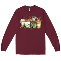 Burgundy latte coffee cups Long Sleeve Tee - Zillion Design Studio