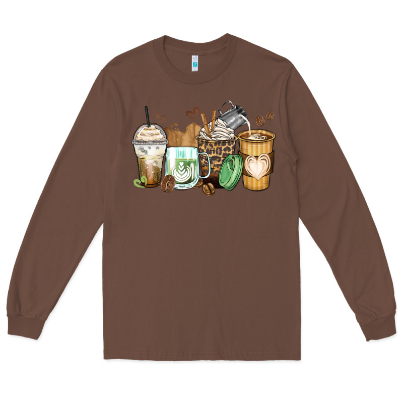 Latte Coffee Cups Long Sleeve Tee by Zillion Design Studio | Teevron