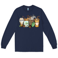 Navy latte coffee cups Long Sleeve Tee - Zillion Design Studio