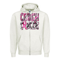 Oatmeal Heather Crush Cancer Zipper Hoodie - texasbilliewilder