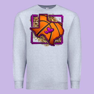 Leopard Basketball Texas Map Premium Sweatshirt Designed By Jasminsmagicworld