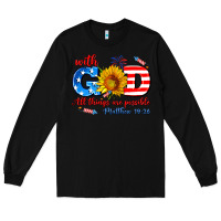 Black with god all things are possible usa Long Sleeve Tee - AdoDesignShop