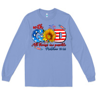 Colony Blue with god all things are possible usa Long Sleeve Tee - AdoDesignShop