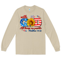 Mushroom with god all things are possible usa Long Sleeve Tee - AdoDesignShop