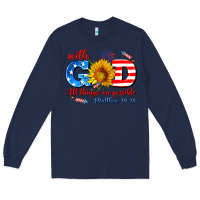 Navy with god all things are possible usa Long Sleeve Tee - AdoDesignShop
