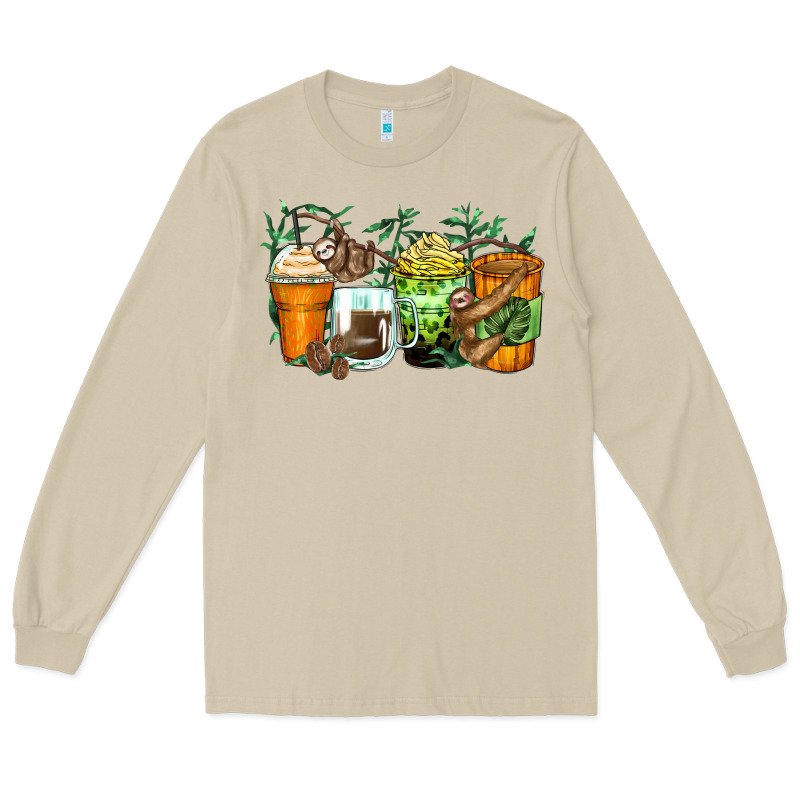 Sloth Coffee Cups Long Sleeve Tee by Zillion Design Studio | Teevron
