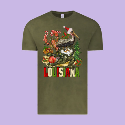 Christmas Louisiana Vintage Tee Designed By Barkaloodesign