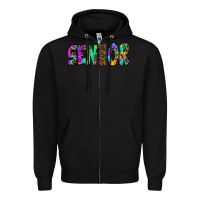 Black senior 2022 tie die leopard Zipper Hoodie - RanaPortraitStore