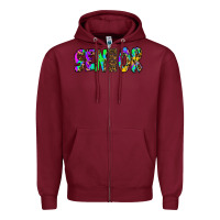 Burgundy senior 2022 tie die leopard Zipper Hoodie - RanaPortraitStore