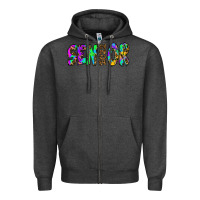 Charcoal Heather senior 2022 tie die leopard Zipper Hoodie - RanaPortraitStore