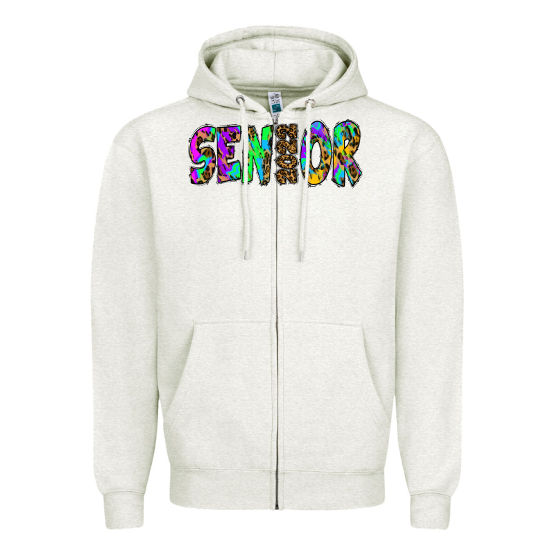 Senior 2022 Tie Die Leopard Zipper Hoodie by RanaPortraitStore | Teevron