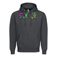 Smoke senior 2022 tie die leopard Zipper Hoodie - RanaPortraitStore