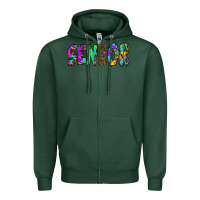 Sports Green senior 2022 tie die leopard Zipper Hoodie - RanaPortraitStore