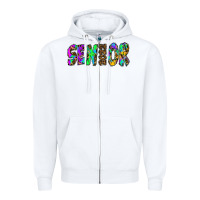 White senior 2022 tie die leopard Zipper Hoodie - RanaPortraitStore