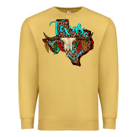 Antique Gold bullskull texas map Premium Sweatshirt - JahusDesignShop