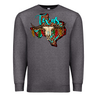 Charcoal Heather bullskull texas map Premium Sweatshirt - JahusDesignShop
