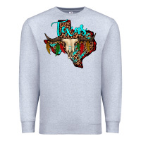 Heather Grey bullskull texas map Premium Sweatshirt - JahusDesignShop
