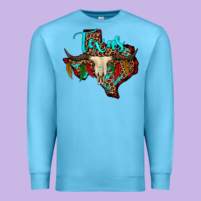 Bullskull Texas Map Premium Sweatshirt Designed By Jahusdesignshop