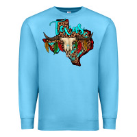 Ocean Blue bullskull texas map Premium Sweatshirt - JahusDesignShop