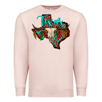 Pale Pink bullskull texas map Premium Sweatshirt - JahusDesignShop