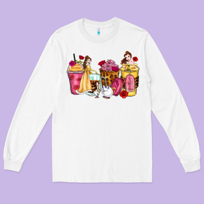 Long Sleeve Tee princess cartoon coffee cups