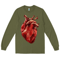 Army Green Anatomical heart Long Sleeve Tee - RanaPortraitStore