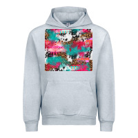 Heather Grey leopard cowhide pink turquoise glitter Urban Hoodie - NancyCooperArtShop