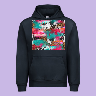 Leopard Cowhide Pink Turquoise Glitter Urban Hoodie Designed By Nancycooperartshop