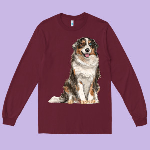 Australian Shepherd Long Sleeve Tee Designed By Ranaportraitstore