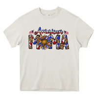 Cream American mama Heavy Core Tee - CowhideDigitalArt