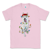 Bubblegum Pink christmas white shepherd with christmas lights Classic Tee - RanaPortraitStore