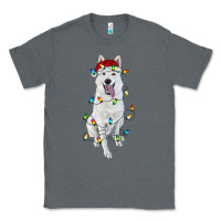 Charcoal Heather christmas white shepherd with christmas lights Classic Tee - RanaPortraitStore