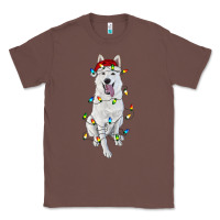 Chestnut christmas white shepherd with christmas lights Classic Tee - RanaPortraitStore
