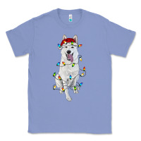Colony Blue christmas white shepherd with christmas lights Classic Tee - RanaPortraitStore