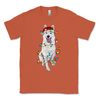 Copper christmas white shepherd with christmas lights Classic Tee - RanaPortraitStore