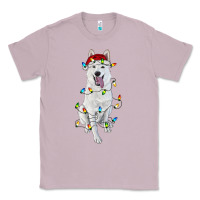 Lilac christmas white shepherd with christmas lights Classic Tee - RanaPortraitStore