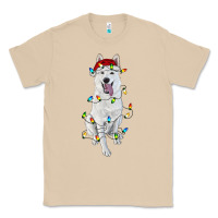 Mushroom christmas white shepherd with christmas lights Classic Tee - RanaPortraitStore
