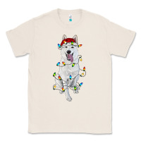 Natural christmas white shepherd with christmas lights Classic Tee - RanaPortraitStore